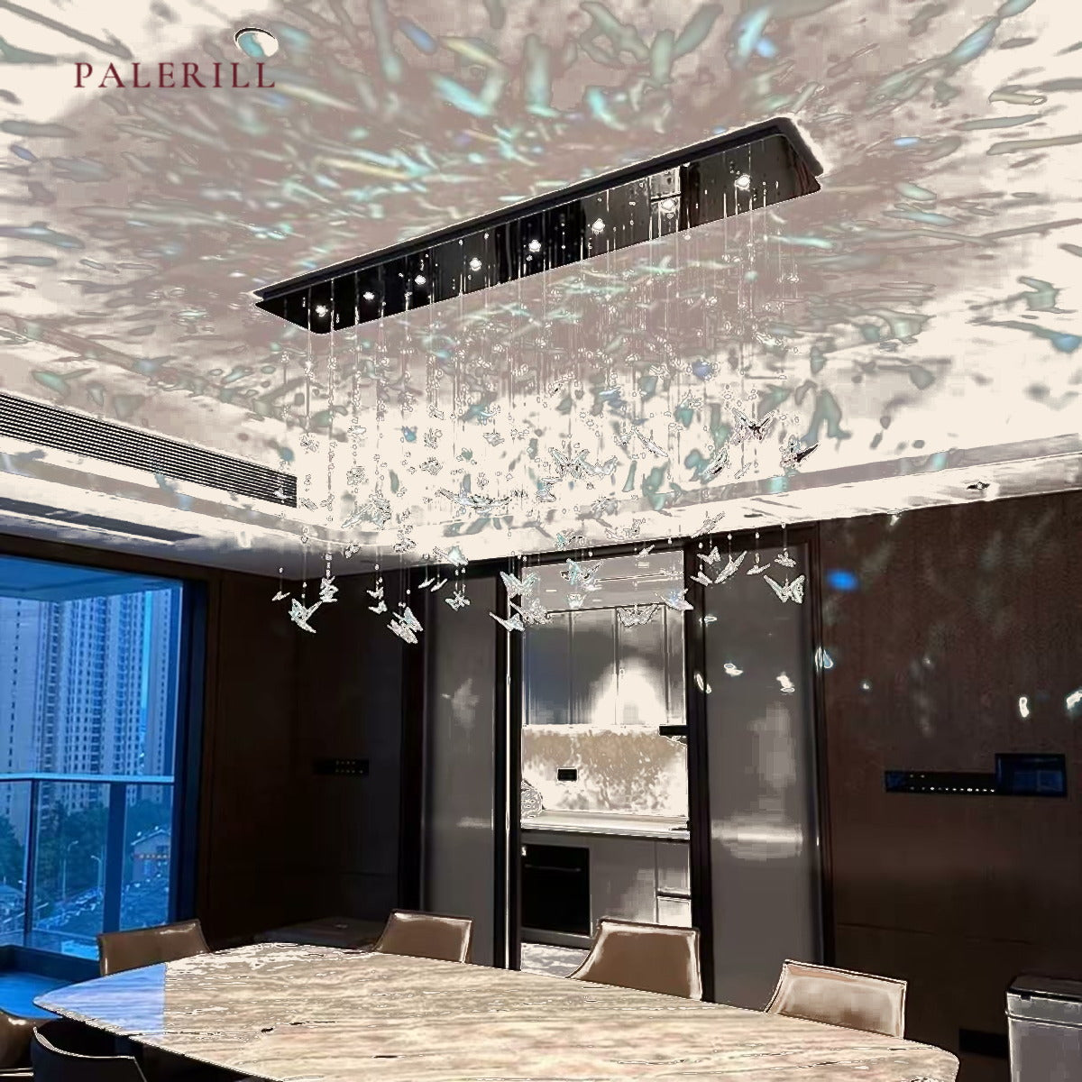 PALERILL AM0286 — Designer Linear Dining Chandelier (view 4)