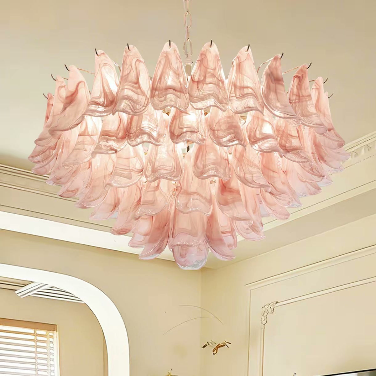 PALERILL AM0293 — French Pink Petal Glass Chandelier (view 2)