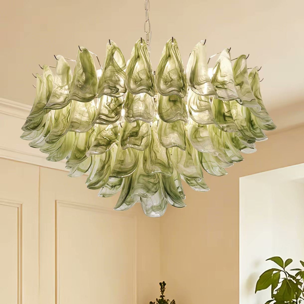 PALERILL AM0293 — French Pink Petal Glass Chandelier (view 3)