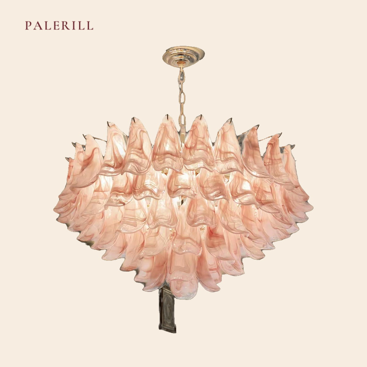 PALERILL AM0293 — French Pink Petal Glass Chandelier (view 4)