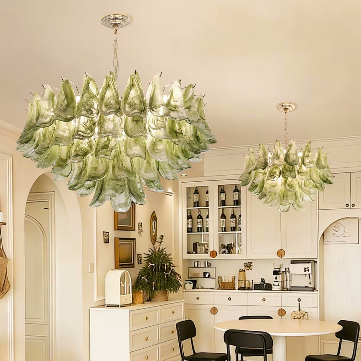 PALERILL AM0293 — French Pink Petal Glass Chandelier (view 4)