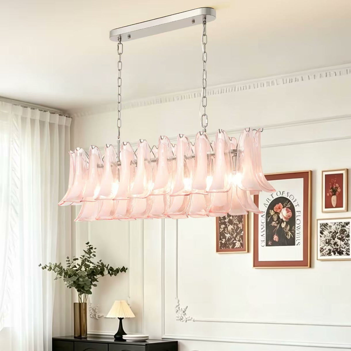 Murano Pink Glass Bedroom Chandelier — PALERILL AM0295