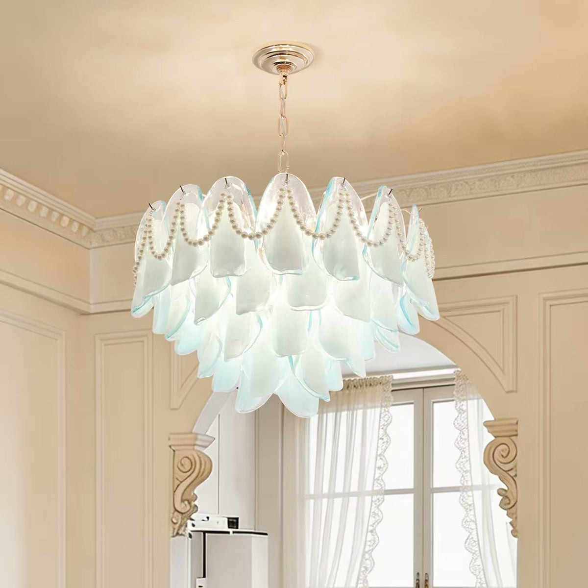 PALERILL AM0299 — French Pearl Chain Petal Chandelier (view 4)