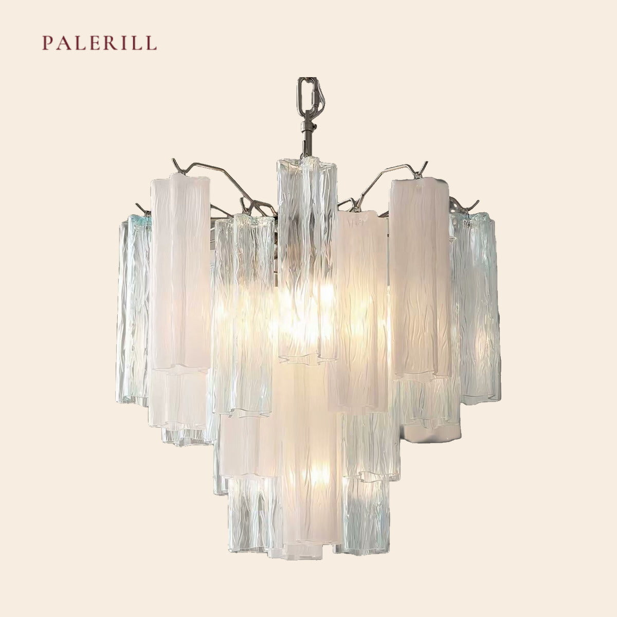 PALERILL AM0301 — Murano Glacier Blue Glass Chandelier (view 3)