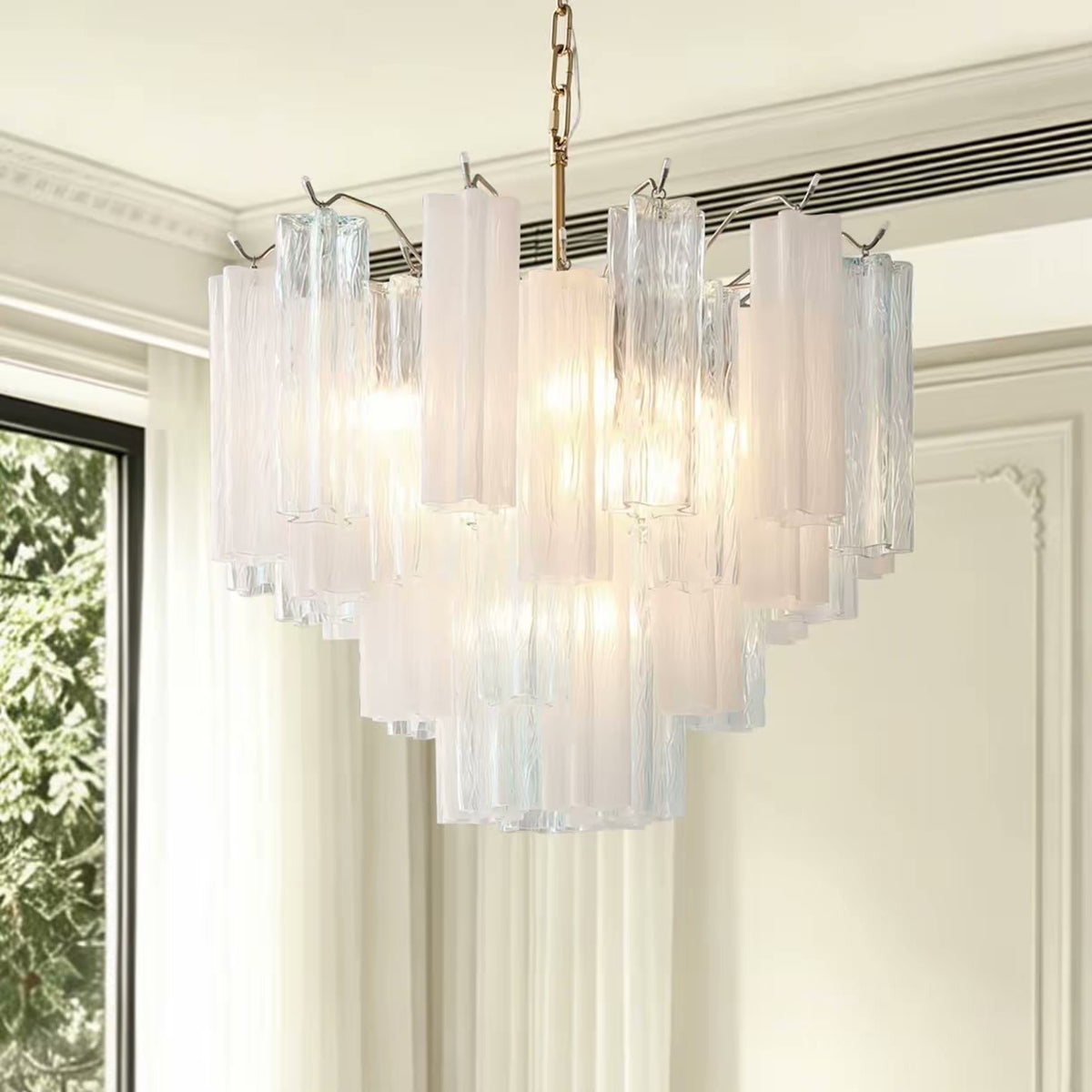 PALERILL AM0301 — Murano Glacier Blue Glass Chandelier (view 4)