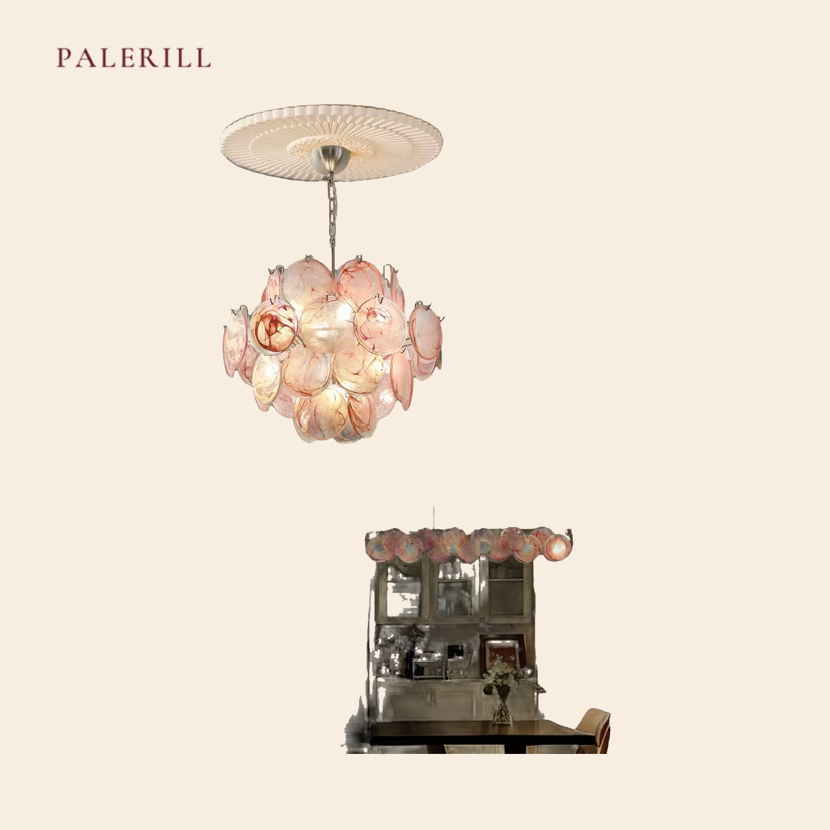 PALERILL AM0315 — French Vintage Bubble Glass Chandelier (view 2)