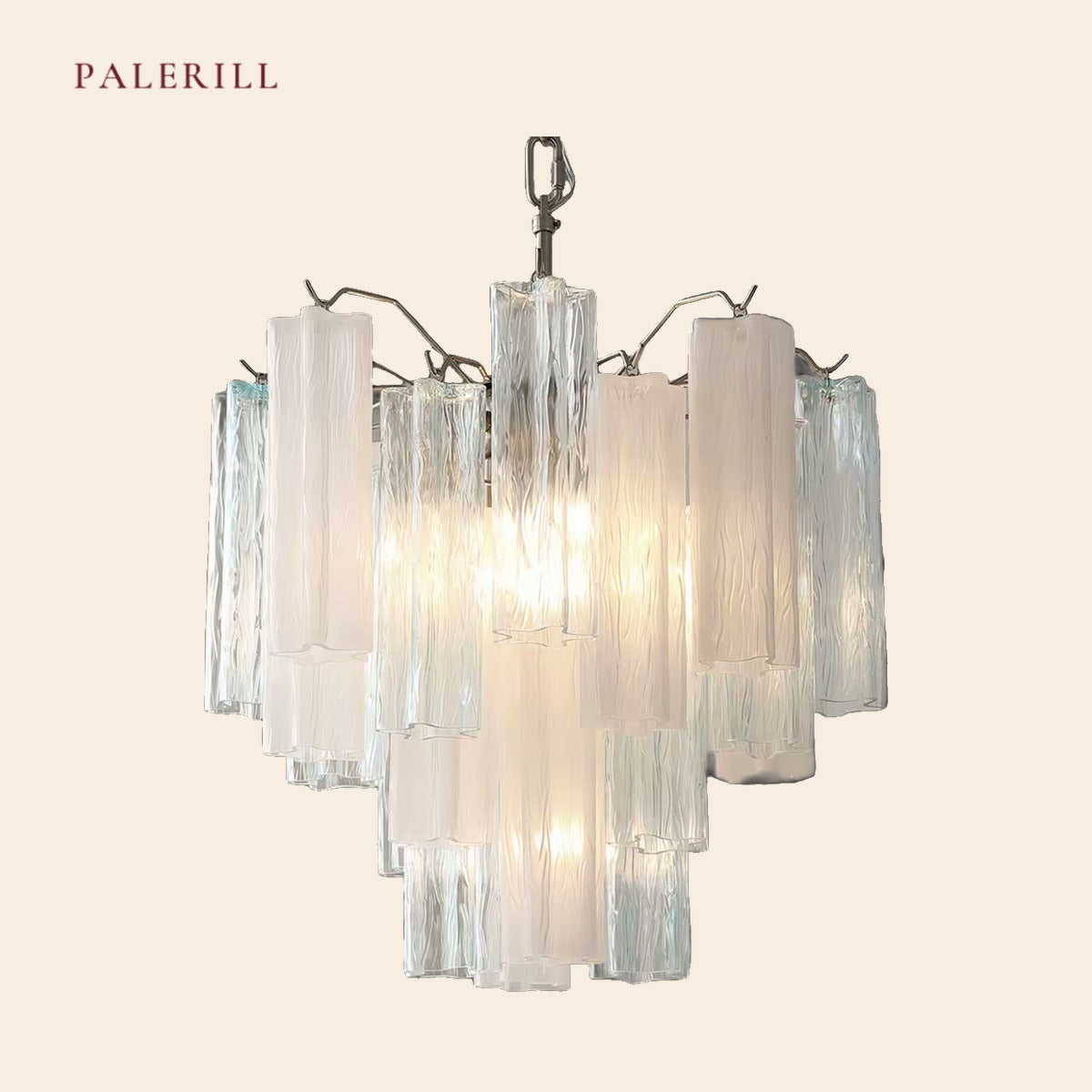 PALERILL AM0318 — Murano Glacier Blue Stairwell Chandelier (view 4)