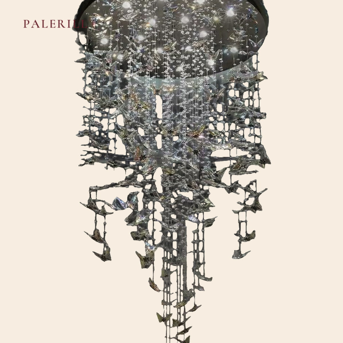 PALERILL AM0326 — Modern Crystal Spiral Stairwell Chandelier (view 2)