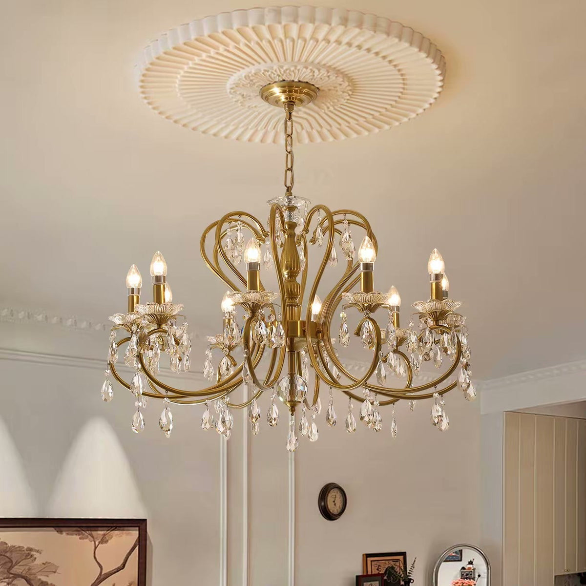 PALERILL AM0337 — French Gold Candle Crystal Chandelier (view 2)