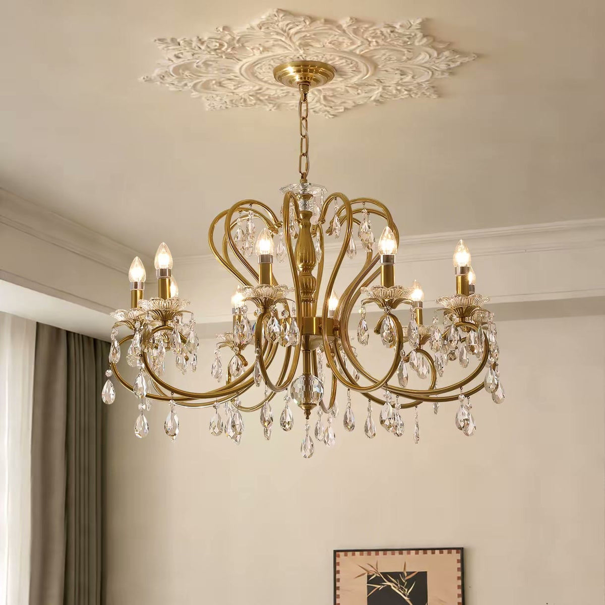PALERILL AM0337 — French Gold Candle Crystal Chandelier (view 3)