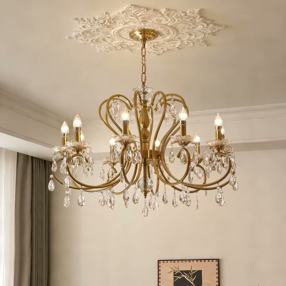 PALERILL AM0337 — French Gold Candle Crystal Chandelier (view 4)