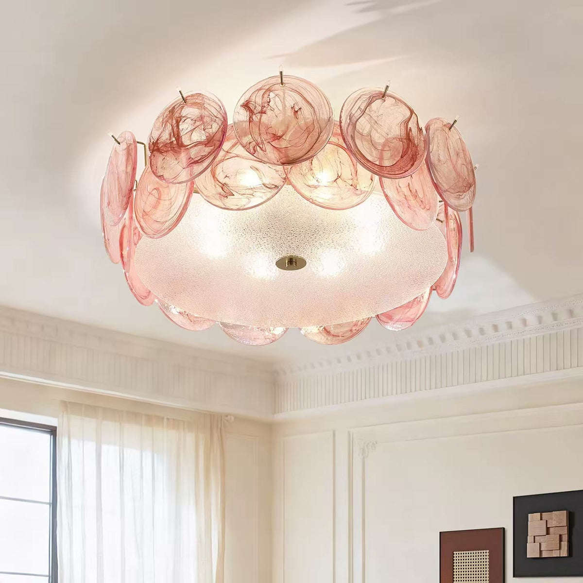 PALERILL AM0348 — French Cream Glass Ceiling Light (view 4)