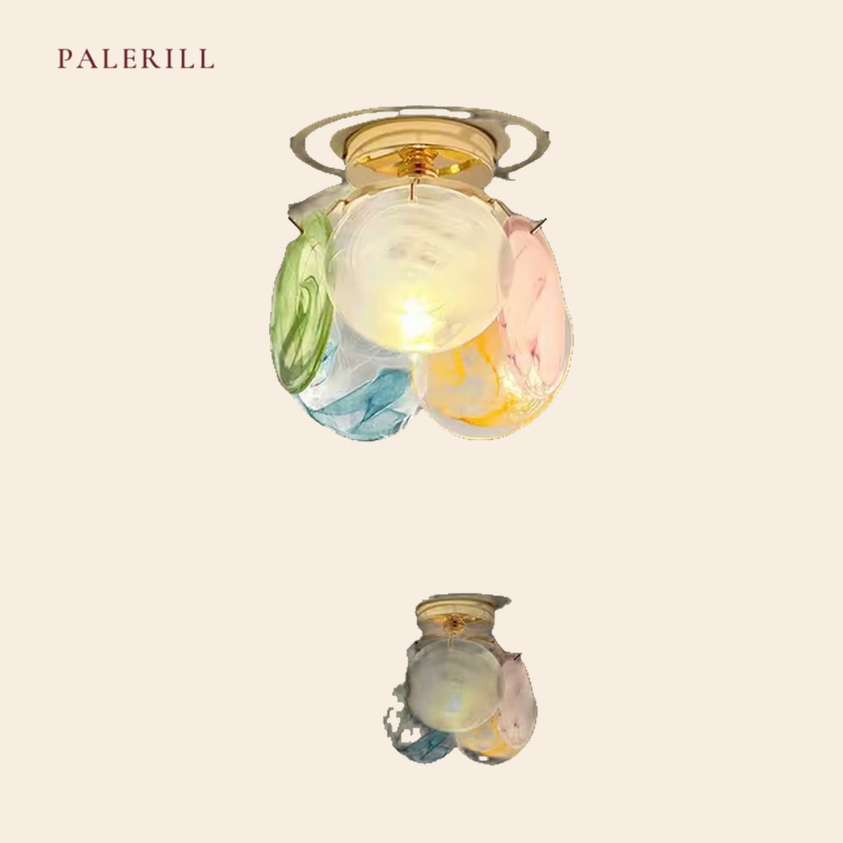 PALERILL AM0353 — Murano Pink Glass Ceiling Light (view 3)