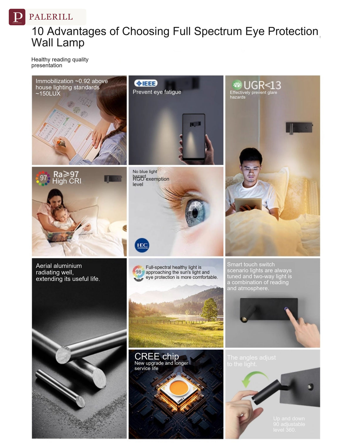 PALERILL | Full-Spectrum Dimmable Wall Reading Light