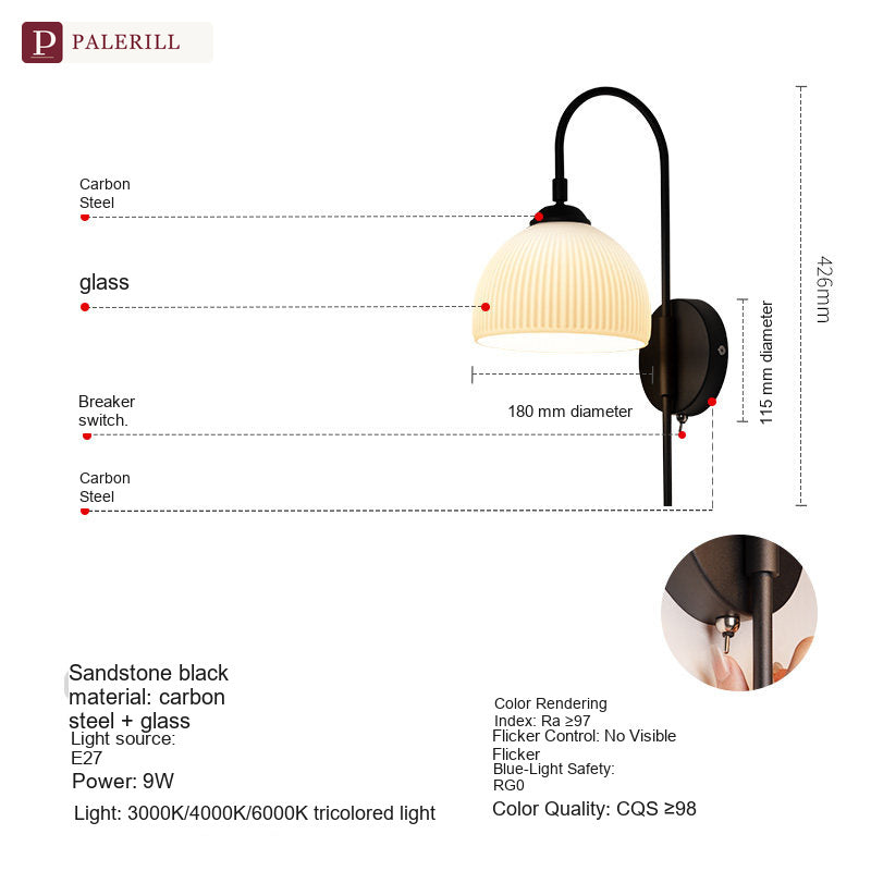 PALERILL | French Retro Glass Wall Light, Vintage Style