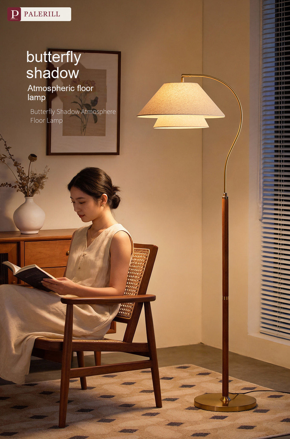 PALERILL | Mid-Century Solid Wood Floor Lamp