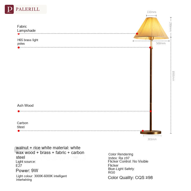 PALERILL | Mid-Century Full Brass Floor Lamp