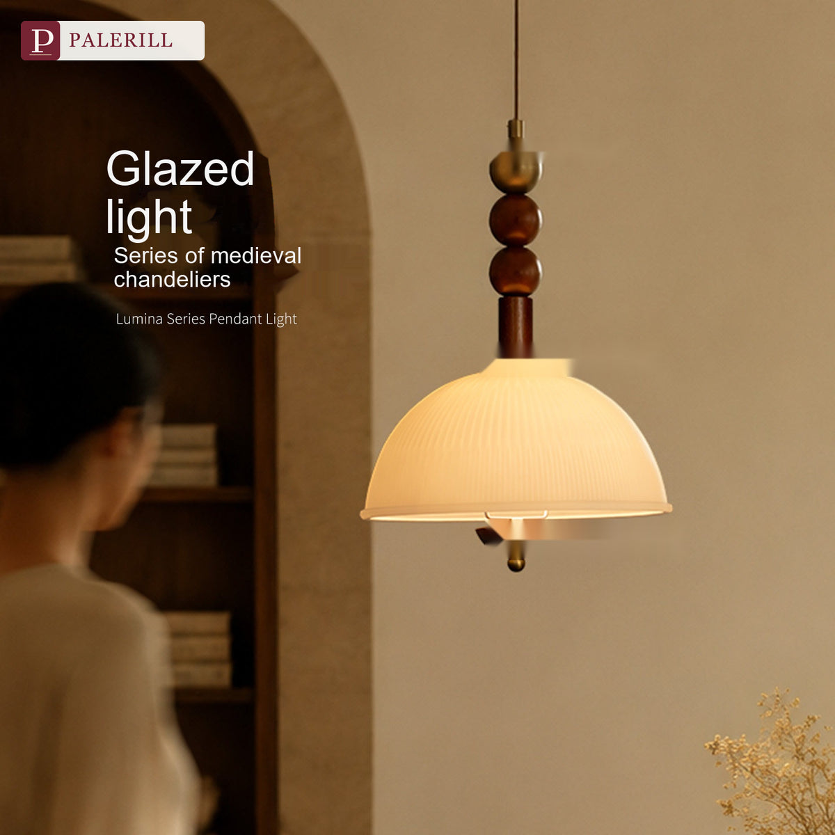 PALERILL | French Vintage Flying Saucer Wood Pendant Light