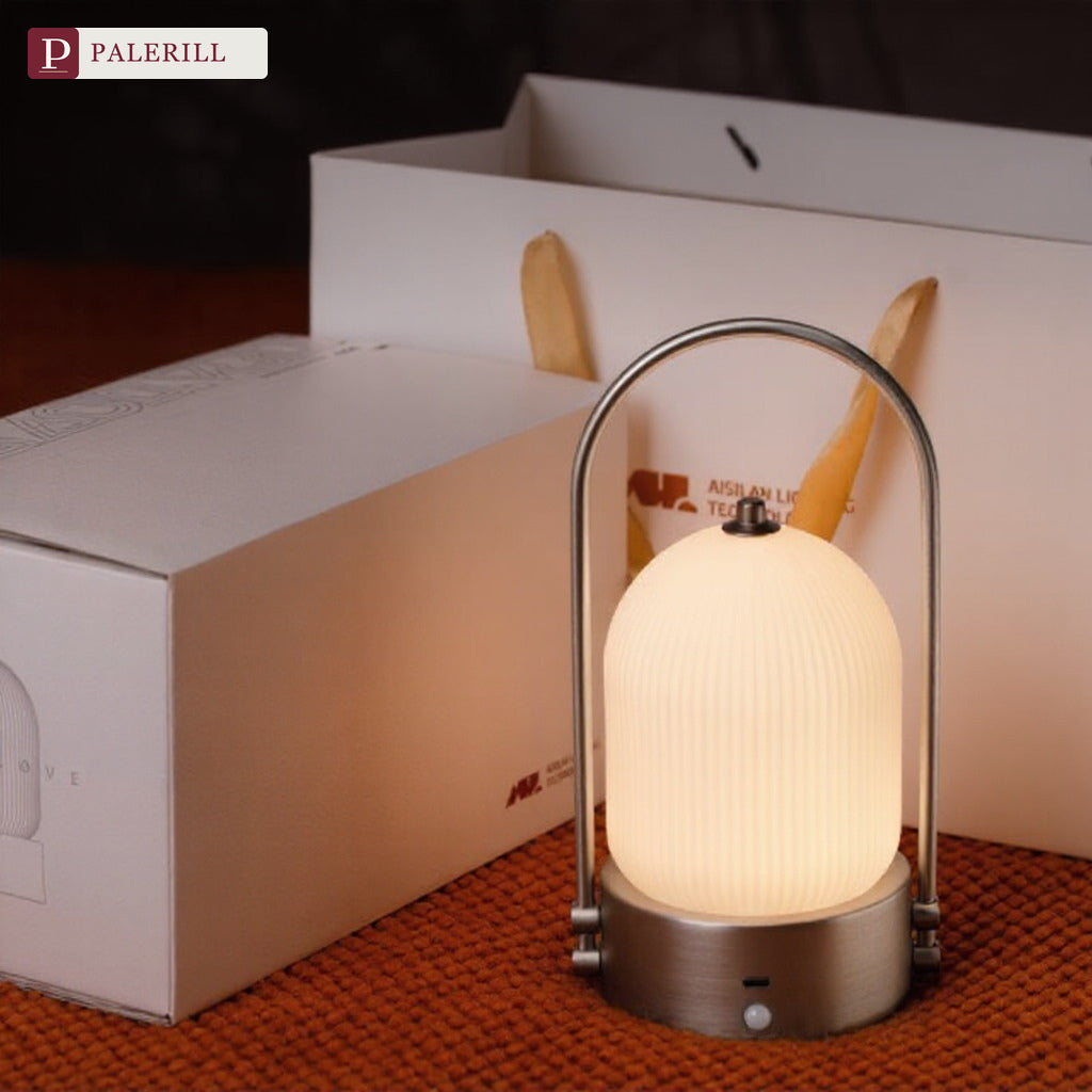 PALERILL | Glazed Glass Portable Table Lamp with Motion Sensor & Touch Dimming