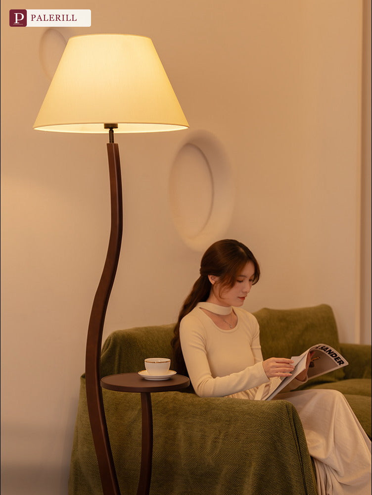 PALERILL | Smart Vintage Floor Lamp with Solid Wood Side Table