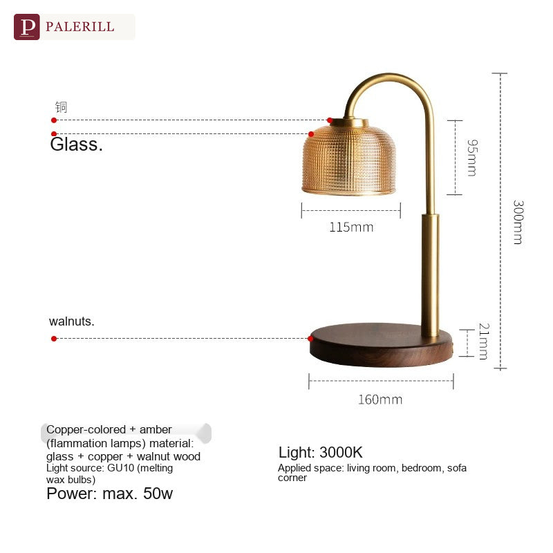 PALERILL | Brass & Walnut Fragrance Warmer Lamp