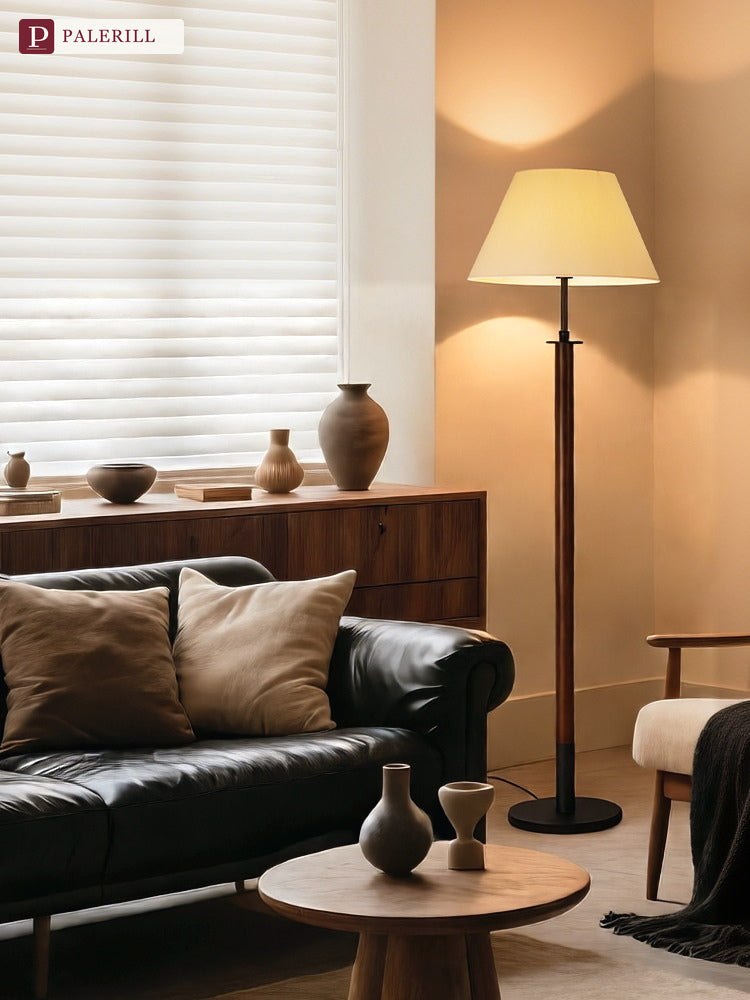 PALERILL | Mid-Century Solid Wood Dimmable Floor Lamp