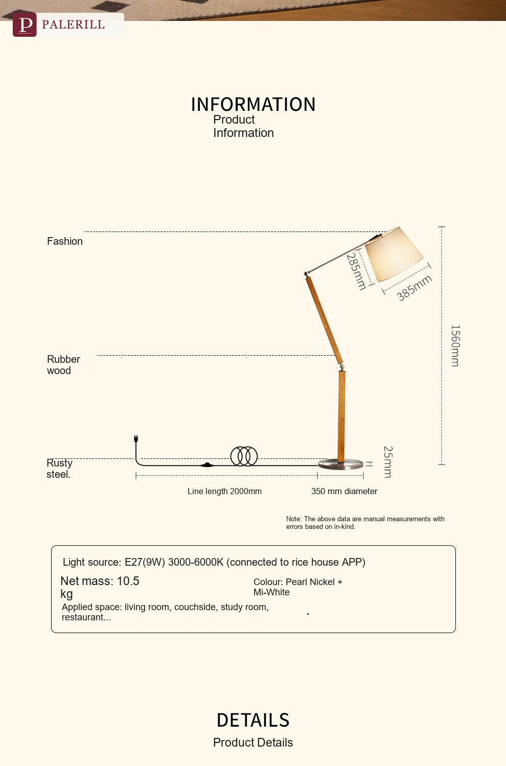 PALERILL | Mid-Century Solid Wood Swing-Arm Floor Lamp