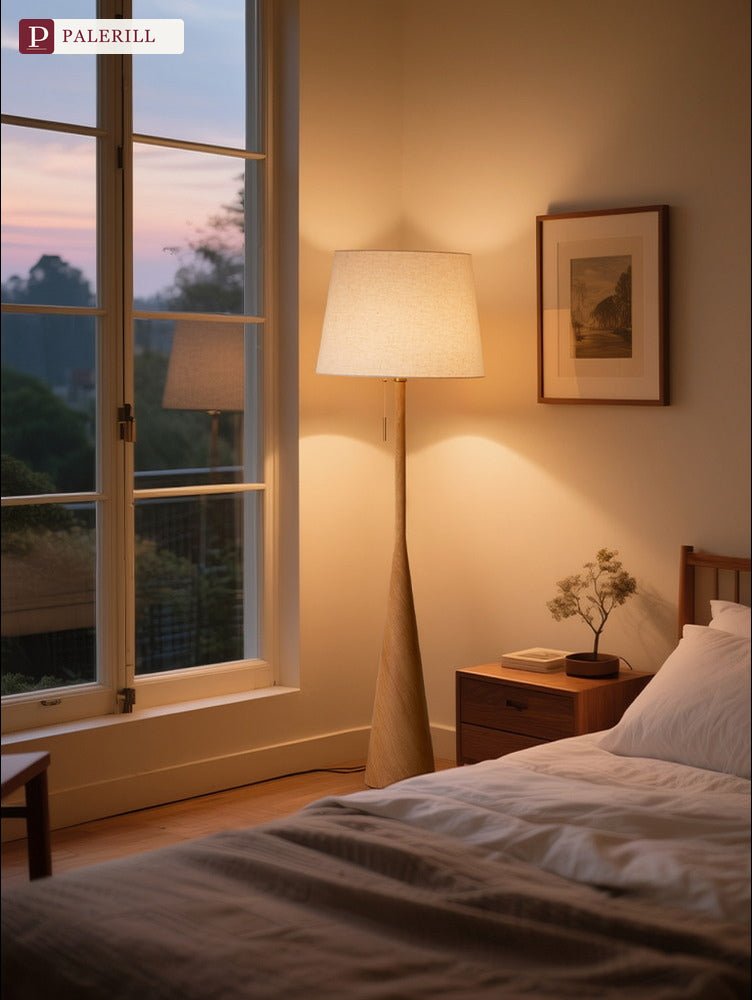 PALERILL | Cream Tone Wooden Floor Lamp, Luxury Minimalist