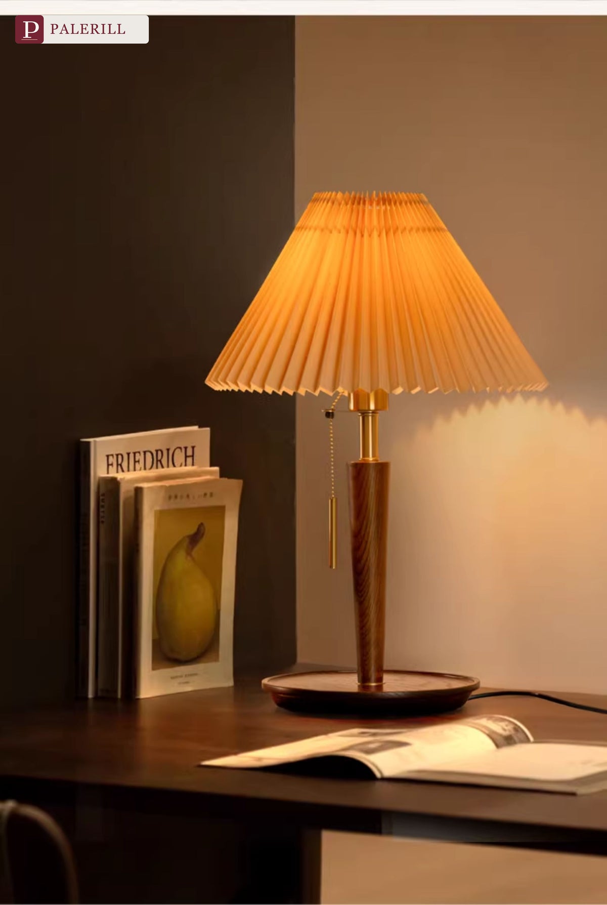 PALERILL | Chinese Pleated Table Lamp in Festive Red