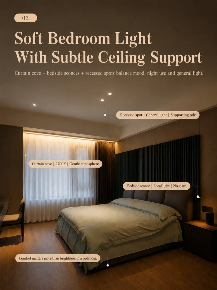 Residential lighting scheme with layered ambient, wall wash and accent light