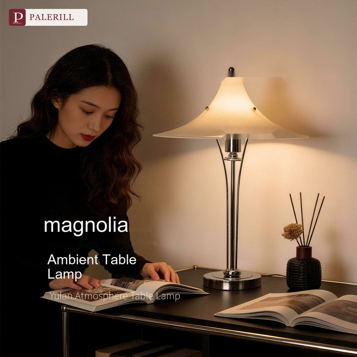 PALERILL | French Vintage Magnolia Art Table Lamp