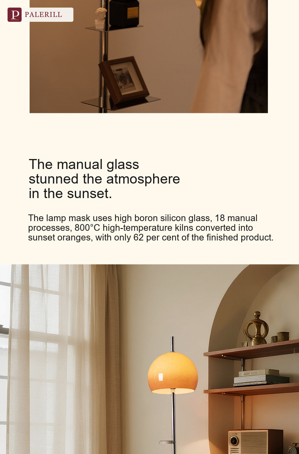 PALERILL | Mid-Century Floor Lamp with Storage Shelf