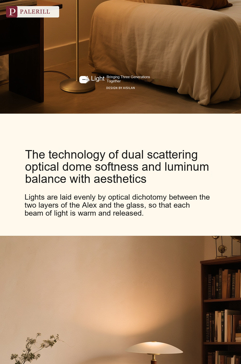 PALERILL | Mid-Century Ambient Floor Lamp, Full Spectrum