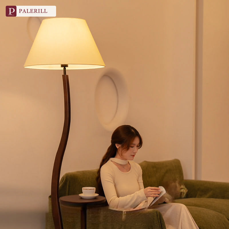 PALERILL | Smart Vintage Floor Lamp with Solid Wood Side Table