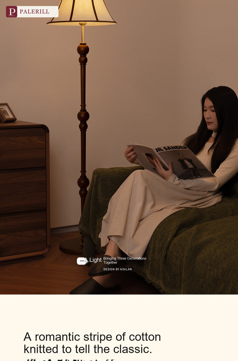 PALERILL | French Vintage Solid Wood Floor Lamp
