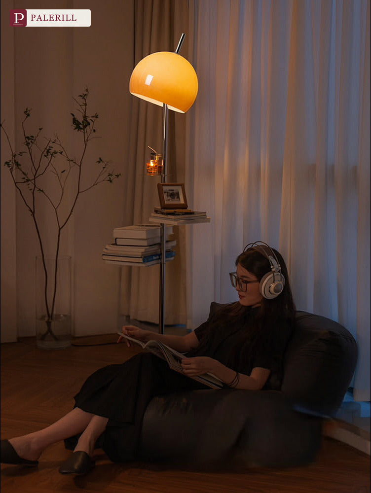 PALERILL | Mid-Century Floor Lamp with Storage Shelf