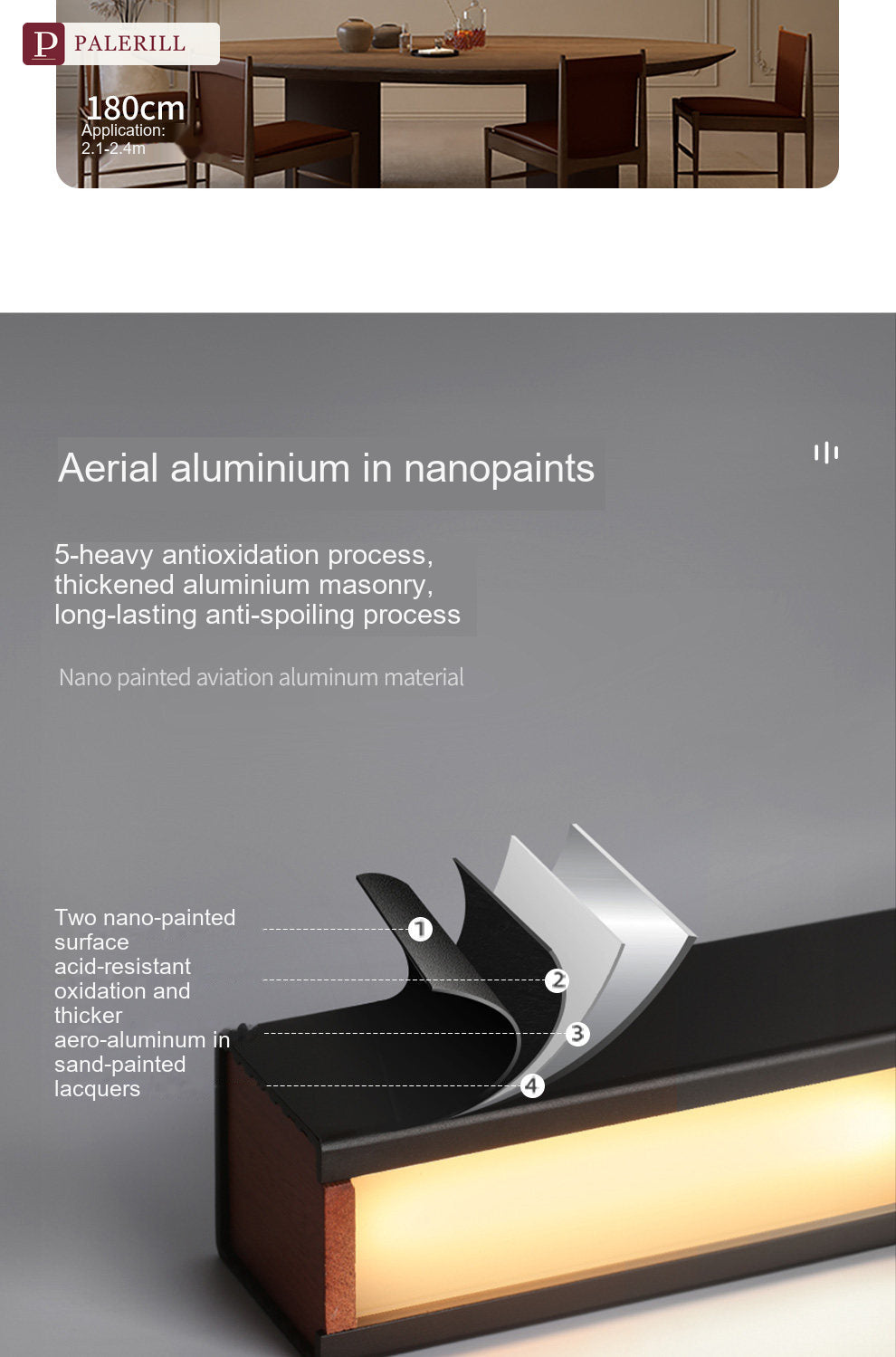 PALERILL | Linear Dining Pendant Light with Height Adjustment