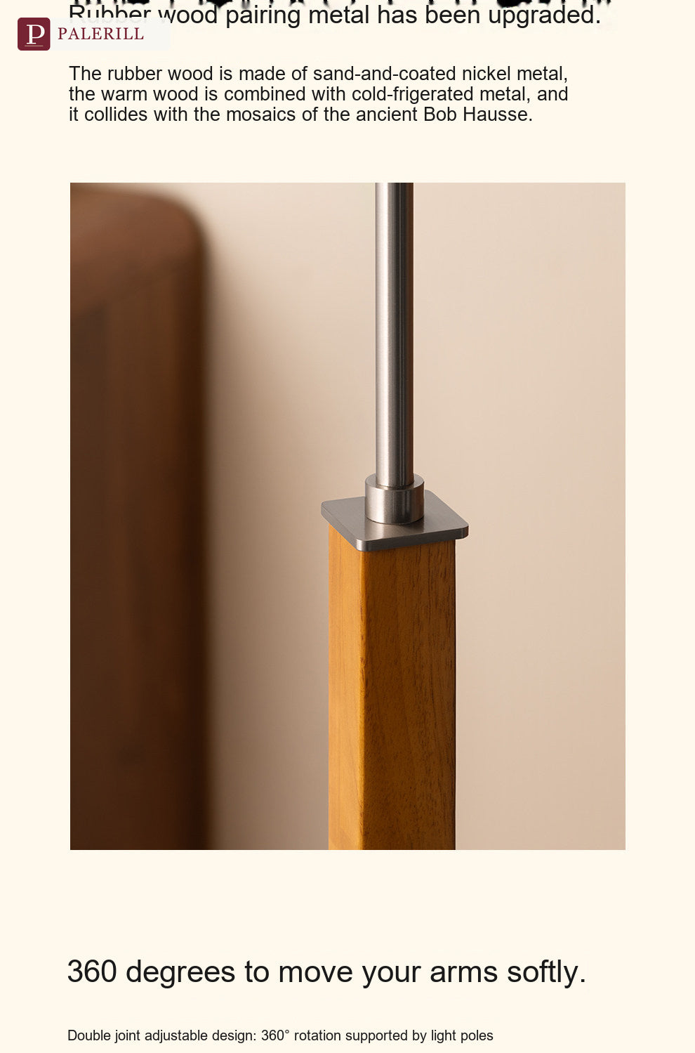 PALERILL | Mid-Century Solid Wood Swing-Arm Reading Lamp