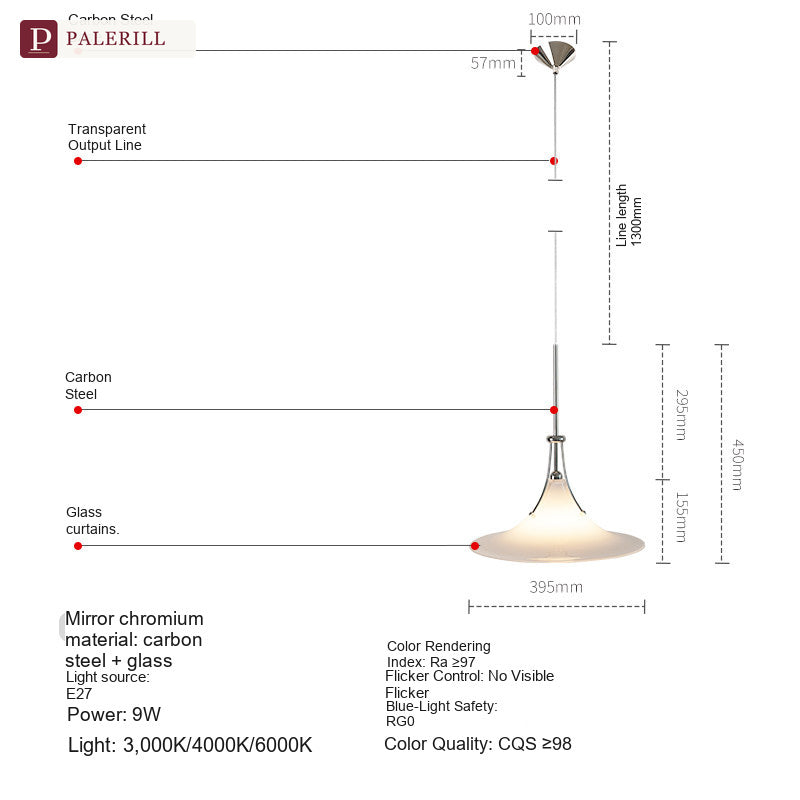 PALERILL | Bauhaus Glass Magnolia Art Pendant Light