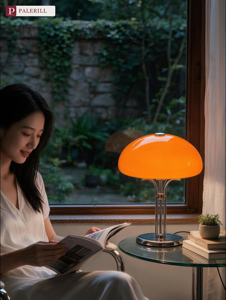 PALERILL | Bauhaus Mushroom Table Lamp, Pumpkin Style