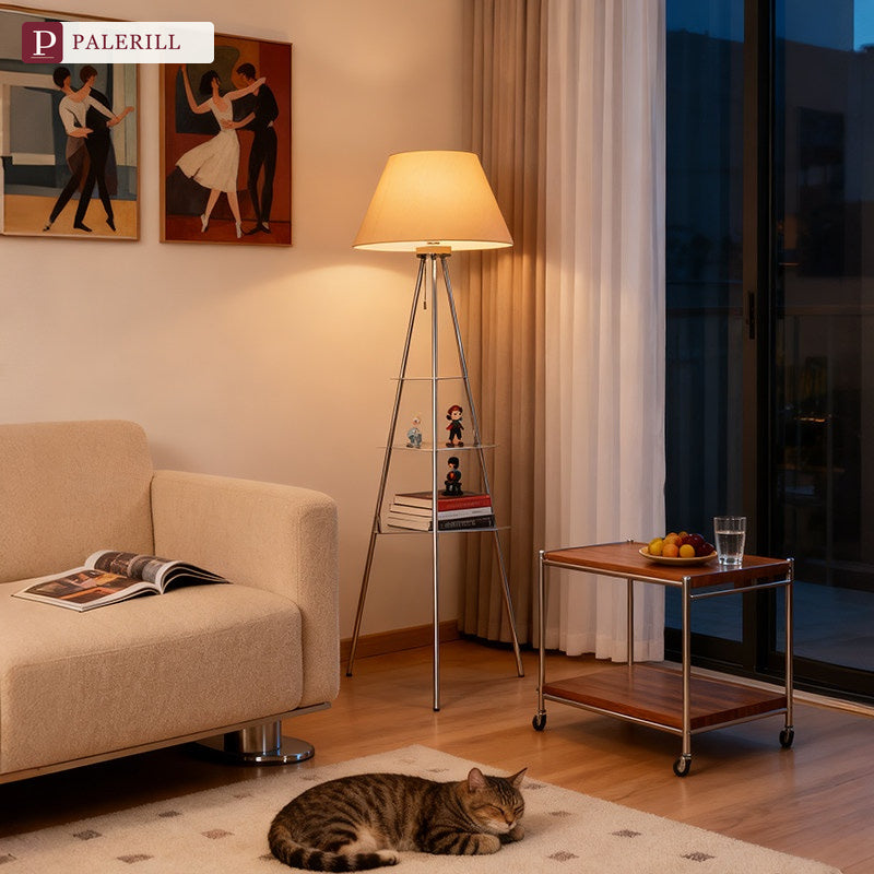 PALERILL | Multi-Tier Bookshelf Floor Lamp, Bauhaus Style