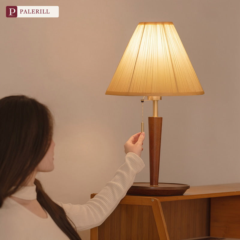 PALERILL | French Vintage Pleated Table Lamp in Walnut