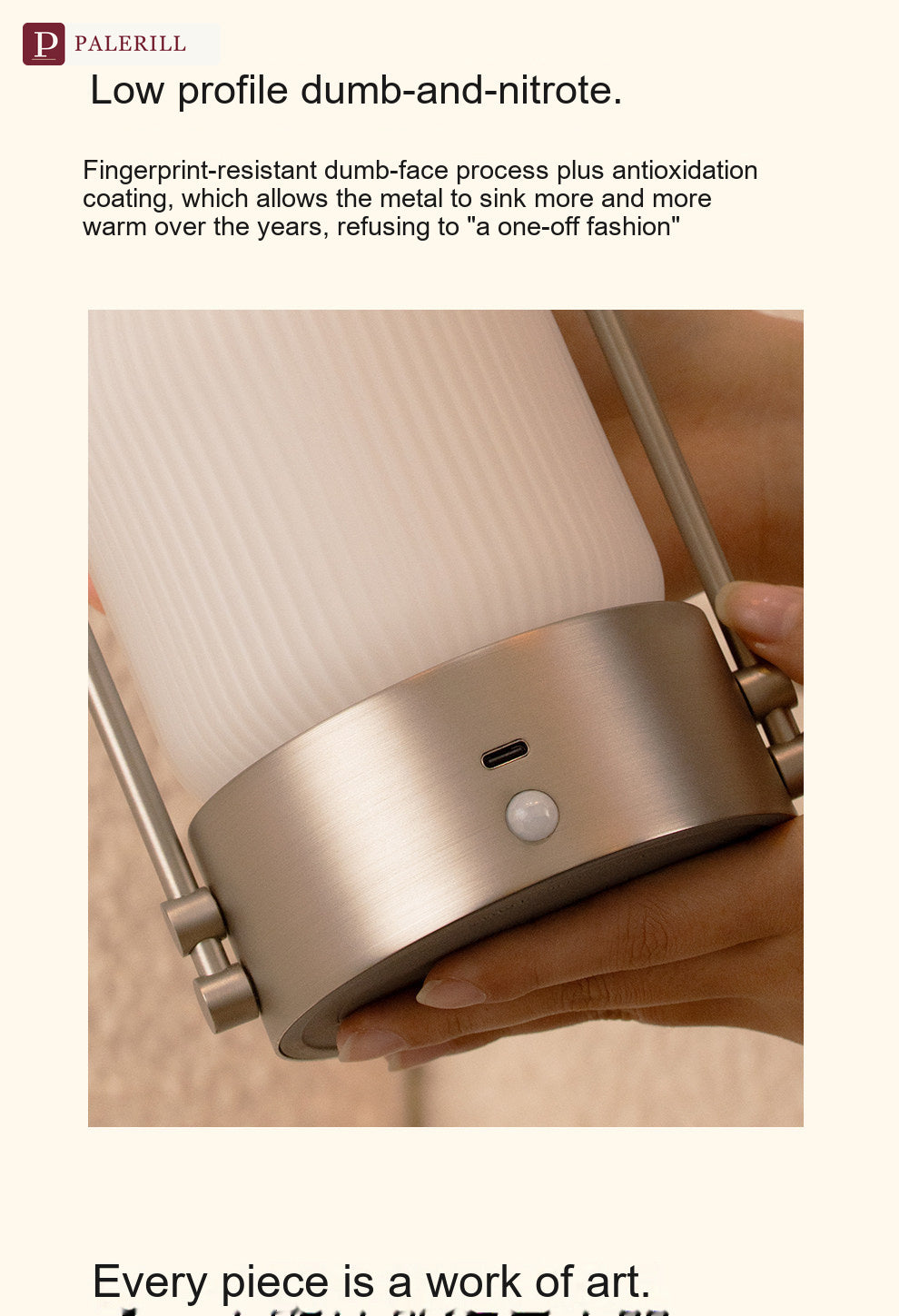 PALERILL | Portable Glazed Glass Table Lamp with Motion Sensor