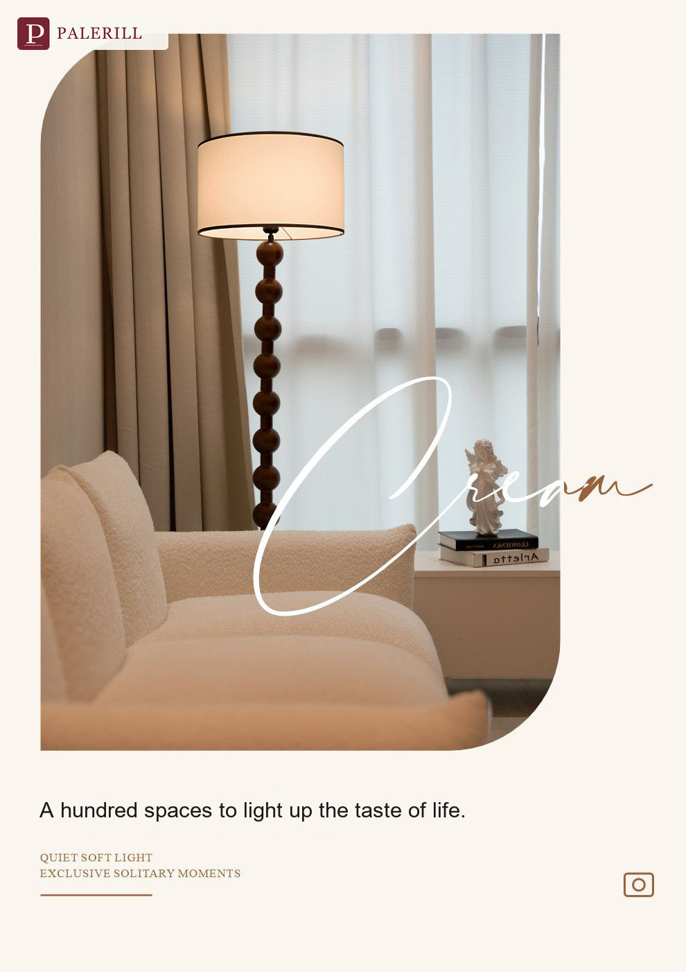 PALERILL | Mid-Century Solid Wood Full-Spectrum Floor Lamp