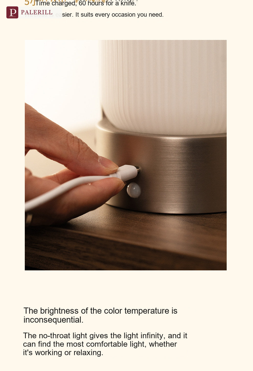 PALERILL | Portable Glazed Glass Table Lamp with Motion Sensor