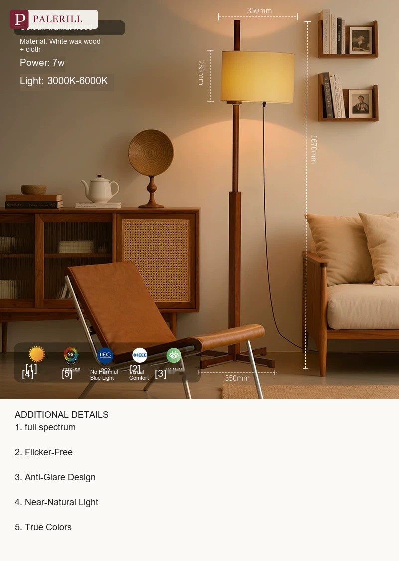 PALERILL | Mid-Century Solid Wood Floor Lamp, Oriental Minimalist