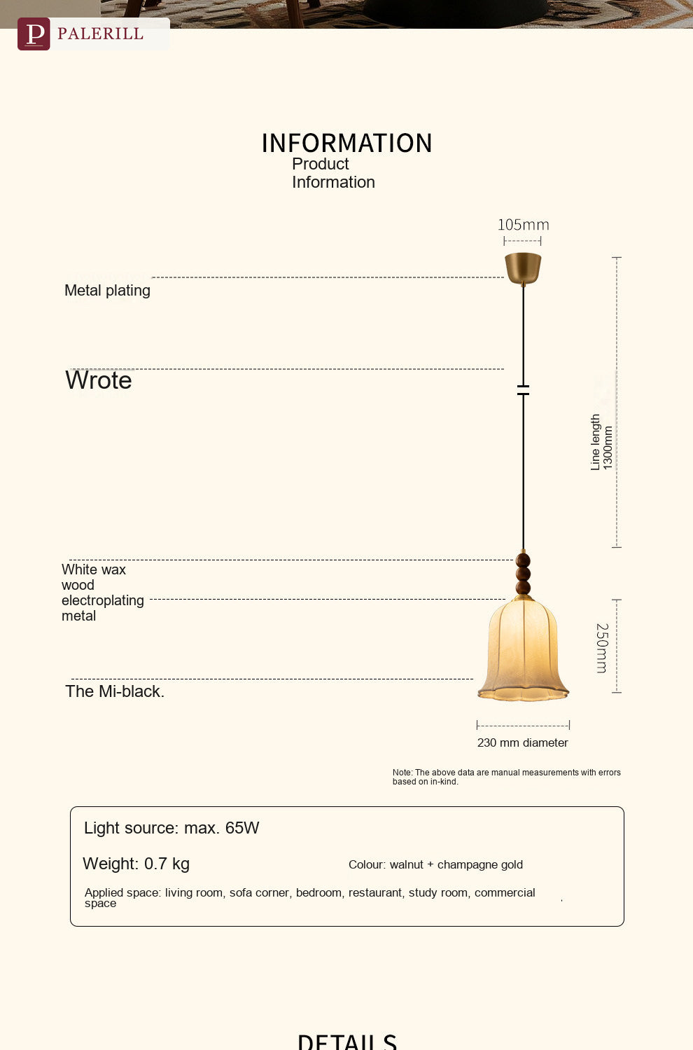PALERILL | Wabi-Sabi Solid Wood Fabric Dining Pendant Light