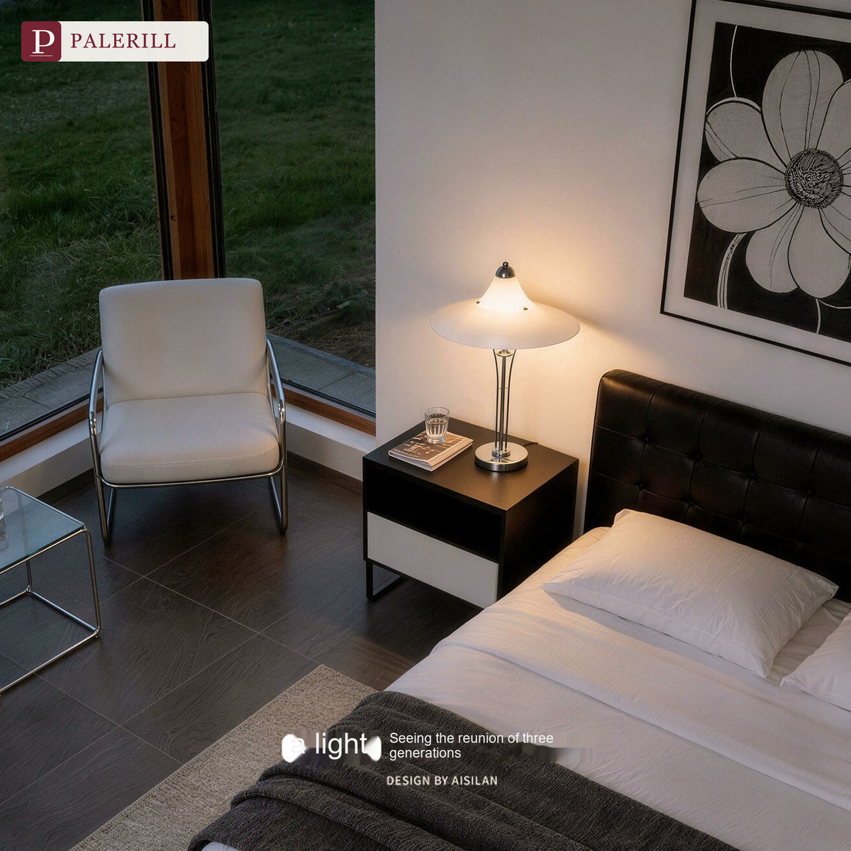 PALERILL | French Vintage Magnolia Art Table Lamp