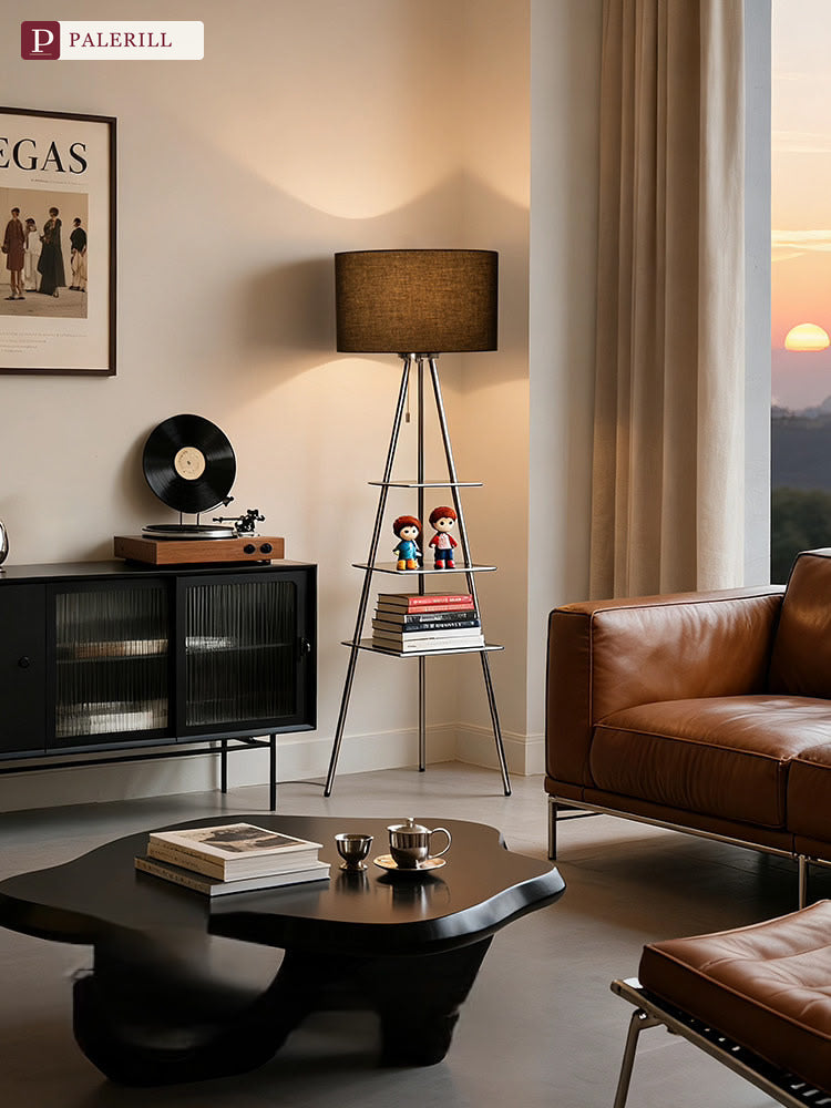 PALERILL | Bauhaus Floor Lamp with Integrated Bookshelf