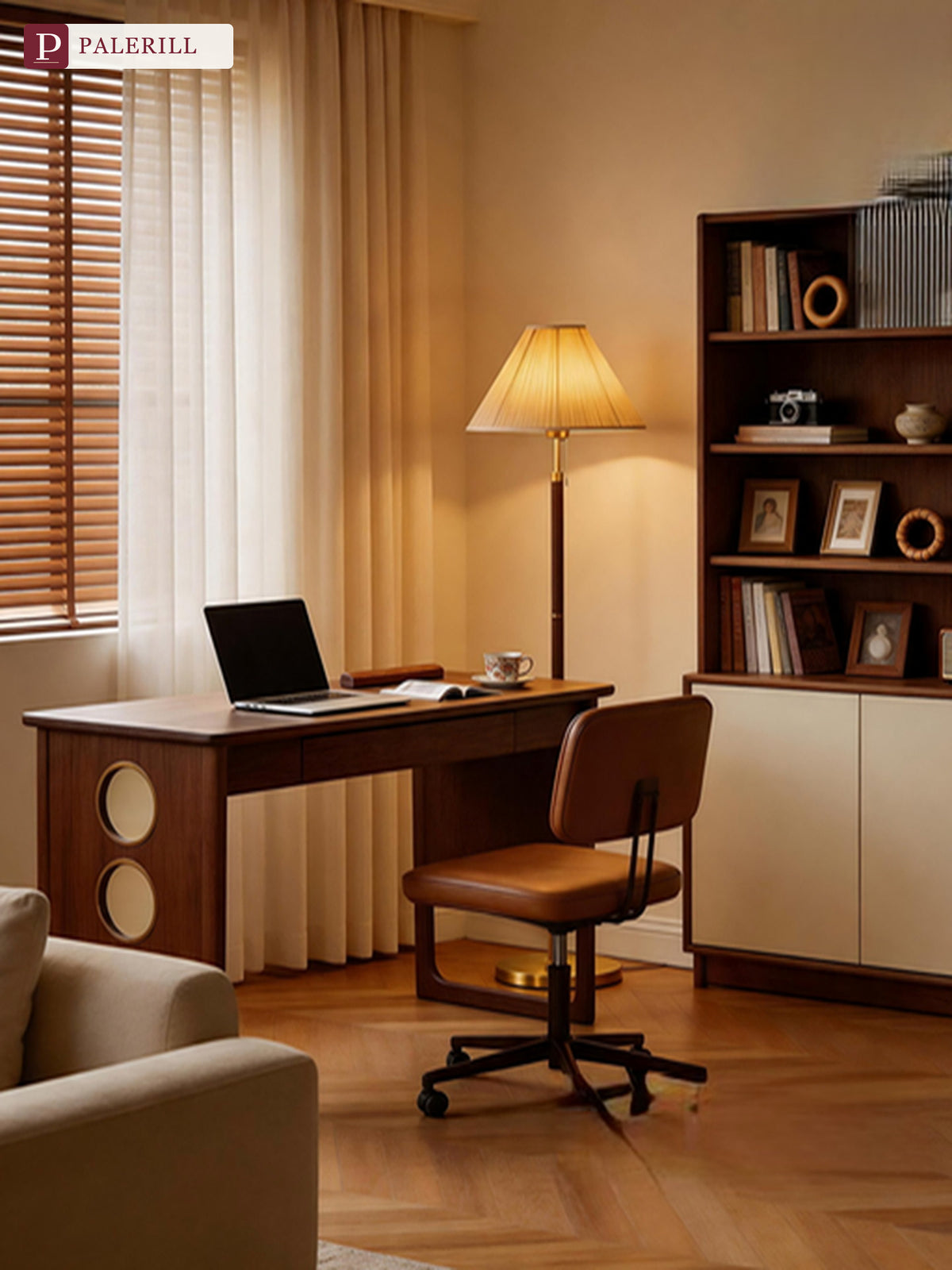 PALERILL | Mid-Century Full Brass Floor Lamp